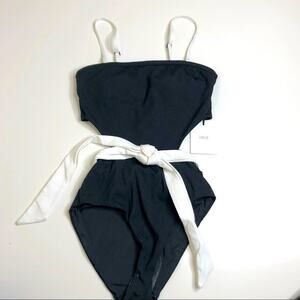 Onia Rumi One Piece Black Rib White Belt XS